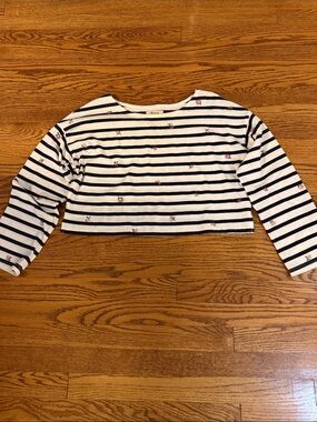 Striped Navy & White Cropped Long-Sleeve Top  by Madewell